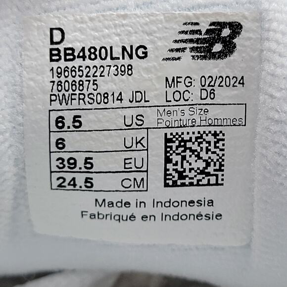 New Balance 480 White/Green Sneakers BB480LNG Mens Sz 6.5 NIB main image 7